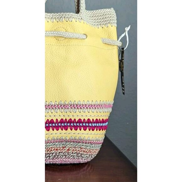 The SAK Striped Leather Crochet Backpack Yellow Seminyak Bag Purse Boho Dylan main image 11